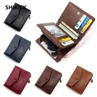 Ví đựng tiền xu SHIKICK, Ví nam da PU dung tích lớn, Hộp đựng danh thiếp có dây kéo chất lượng cao
