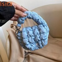 Ví đựng tiền xu xếp li đám mây ISITAFTB, Túi xách Mini đeo chéo Ví nhỏ, Màu trơn thanh lịch treo ví phong cách Hàn Quốc Túi đựng tai nghe son môi