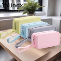 Ví đựng tiền xu YYLINGX, Túi du lịch có dây kéo bằng silicon, Túi đựng tai nghe màu trơn dung tích lớn chống thấm nước dành cho nữ