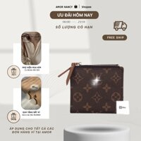 Ví gập nữ nhỏ gọn 12 x 9cm, Ví cầm tay nữ AMOR NANCY, Bóp tiền đựng thẻ 9 ngăn [11b]