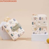 Ví gấu hoạt hình OUTDOROASIS, Túi đựng thẻ nữ có nút bấm có hoa văn, Túi đựng nước chống bắn tung tóe di động PVC Lady Ví PU ngắn nữ