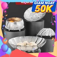 Vỉ Hấp Đa Năng, Xửng Hấp Xôi Inox Cao Cấp, Xòe Cánh, 3 Chân Vừa Mọi Kích Thước Huyna Mart NB74