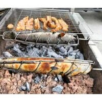 Vỉ kẹp cá chuối, cá lóc,cá quả /Vỉ nướng cá chuối cho lò quay chạy xích to xe máy/ Xiên nướng cá