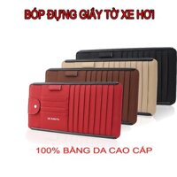 Ví kẹp tấm che nắng đựng giấy tờ,đăng kiểm xe hơi,ô tô Deranfu nhiều ngăn 100% bóp da cao cấp