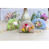 Ví móc khóa ô tô, xe máy, Ví mini thêu ruy băng độc đáo, Món quà tặng bất ngờ