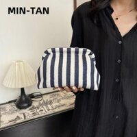 Ví móc MIN-TAN, Túi xách ly hợp vải móc dung tích lớn, Ví đựng tiền xu họa tiết sọc di động dành cho nữ