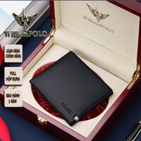 Ví nam cao cấp hàng hiệu WilliamPOLO chất liệu da bò FULL hộp GỖ túi xách POLO201500-L
