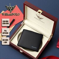 Ví nam cao cấp hàng hiệu WilliamPOLO chất liệu da bò FULL hộp GỖ túi xách POLO201511