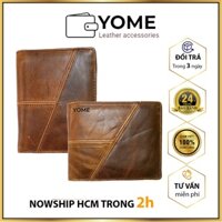 Ví nam da bò sáp cao cấp YM013,Ví da nam sọc Y bóp nam dáng Ngang - Đứng nhiều ngăn [hộp đi kèm] - Yome Leather