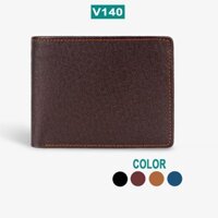 Ví nam da saffiano V140 cao cấp-bóp nam da thật full hộp làm quà tặng, thương hiệu Bụi leather-BH 24 tháng