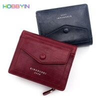 Ví nam HOBBYIN, Ví đựng tiền xu công suất lớn bằng da PU, Hộp đựng danh thiếp có dây kéo thời trang