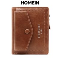 Ví nam HOMEIN, Ví đựng tiền xu bằng da PU dung tích lớn, Hộp đựng danh thiếp có dây kéo