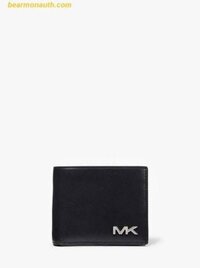 Ví Nam Michael Kors Men Rivington Billfold with Passcase Leather Đen Trơn