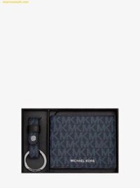 Ví Nam Michael Kors MK Presbyopia Folding Wallet Set (ví + móc khóa) - Màu Xanh Navy