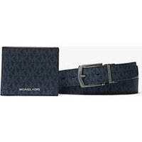 Ví Nam Michael Kors Signature Navy Logo Billfold Wallet And Belt Gift Set