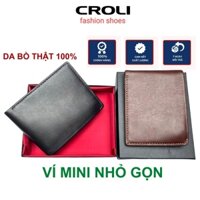 Ví nam mini.Bop đựng thẻ CROLI,da bò 100%,bảo hành 12 tháng.Bóp da nam nhỏ gọn V-166
