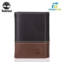 Ví nam Timberland Men's Leather Trifold Wallet With ID Window, Black/Brown