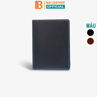 Ví namecard da bò V131, ví đựng thẻ card holder da thật nhỏ gọn, thương hiệu Bụi leather chuyên đồ da thật - Ví màu đen