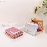 Ví ngắn bằng Laser KORYES, Túi đựng tiền nhỏ đầy màu sắc Pu Laser Coin Purse, Khe cắm nhiều thẻ cổ điển có khe cắm thẻ cầu vồng hàng ngày