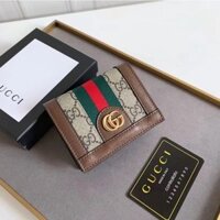Ví ngắn dành cho nữ Gucci chất lượng cao trở thành ngôi sao với Hộp đựng thẻ nắp thời trang cổ điển GG 523155