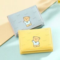 Ví Ngắn Gập Ba Thiết Kế Đơn Giản Họa Tiết Gấu Hoạt Hình Đáng Yêu Thời Trang Cho Nữ