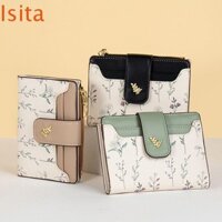 Ví ngắn nữ ISITAFTB, Ví đựng tiền xu Mini cầm tay sáng tạo, Dây kéo đa chức năng in hoa INS Túi móc khóa Mini bé gái
