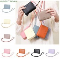 Ví ngắn nữ TRENDYTRENDZ, nhiều khe cắm thẻ cầm tay Ví da bò nhỏ, Túi đựng tiền Dây kéo đa chức năng Túi đựng son môi màu trơn dành cho nữ