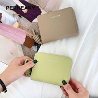 Ví ngắn PENEAKY, Khe cắm nhiều thẻ Túi đựng thẻ màu trơn, Ví đựng tiền xu gấp chống nước PU cổ điển dành cho nữ