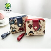 Ví ngắn ZILUOLAN, Ví đựng tiền xu đa chức năng dung lượng cao, Túi đựng thẻ tích hợp dây kéo gấu nhỏ dành cho nữ