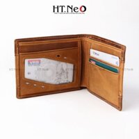 Ví ngang da nam - Ví nam da bò HT.NEO 100% da bò thật, thiết kế sang trọng mạnh mẽ, nhiều ngăn, đường may tỉ mỉ VKM6