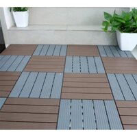 Vỉ Nhựa Lót Sàn Kiểu Gỗ 5 Nan Lót Sàn Ban Công/Nhà/Hồ Bơi, 30x30cmx1.9cm(55 miếng)