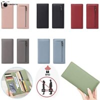 Ví nữ CAEIORE, Khe cắm nhiều thẻ có khóa kéo Ví chống trộm RFID, Hộp đựng thẻ tín dụng nữ màu trơn bằng da PU