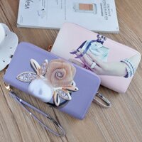 Ví nữ cầm tay khóa kéo đôi mới in hình thời trang, sức chứa lớn có thể đựng điện thoại
