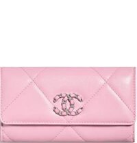 Ví Nữ Chanel Lambskin Gold Tone Ruthenium Finish Metal 'Lilac'
