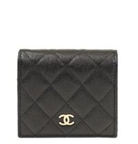 Ví Nữ Chanel Plain Leather Folding Wallet 'Black'