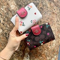 Ví nữ cute da thật pha canvas siêu đẹp, nhiều ngăn thẻ tiện dụng