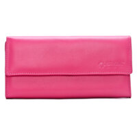 Ví nữ da bò màu hồng HJ93114-28-46  - Màu Hồng - 3 gấp lửng