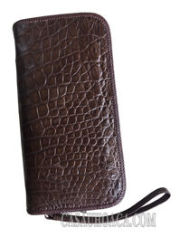 Ví nữ da cá sấu hoa cà đan viền 2 khoá D1153