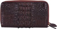 Ví Nữ Da Cá Sấu Nhiều Ngăn Gai Huy Hoàng HT3284 11 x 22 cm - Nâu Đất
