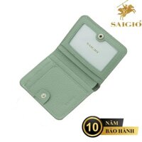 Ví Nữ Đựng Thẻ ATM Nhỏ Gọn MULTI, Da Bò Mềm Mại, Thiết Kế Hiện Đại Với 2 Ngăn Đựng Tiền Và 6 Ngăn Đựng Thẻ Rất Tiện Dụng, Đựng Thẻ Ngân Hàng, Danh Thiếp, Căn Cước, Hình Lưu Niệm, Dáng Đứng - Gập 2 - Hàng Chính Hãng SAIGIO - Xanh Ngọc Nhạt