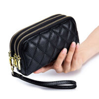 Ví nữ gấp 3 lần Ví nữ mini có nhiều ngăn Ví nữ mini Túi ly hợp nữ da bò ba lớp mới, ví dài, bông đa chức năng