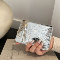 Ví nữ JIVIL Laser Y2K Họa tiết cá sấu Mặt tươi sáng Phiên bản Hàn Quốc Đa chức năng Châu Âu và Mỹ Retro Viền Zero Ví