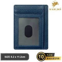 Ví Nữ Mini Đựng Thẻ ATM SLIM, Da Bò Mềm Mại PEBBLE, Kiểu Dáng Nhỏ Gọn - Tiện Dụng, Gồm 8 Ngăn Để Thẻ Và Tiền, Phong Cách Hiện Đại - Trẻ Trung  Hàng Chính Hãng SAIGIO - Xanh Navy