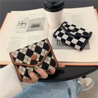 [ví nữ mini giá rẻ] Ví Canvas Mini Họa Tiết Ca Rô Phong Cách Hàn Quốc Dành Cho Nữ