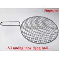 Vỉ nướng inox 304 hình tròn có tay cầm cho lò, bếp nướng than âm bàn BBQ