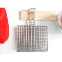 Vỉ Nướng Kẹp Inox Kẹp Nướng Chả Thịt Cá chữ nhật hàng sài gon cao câp - Trắng,Bé 20 x 20 cm