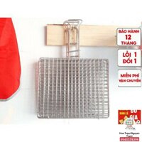 Vỉ Nướng Kẹp Inox Kẹp Nướng Chả Thịt Cá chữ nhật hàng sài gon cao câp - Trắng,Bé 20 x 20 cm