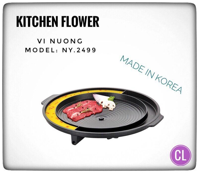 Vỉ nướng Kitchen Flower NY-2499 - nướng trên bếp gas, bếp cồn