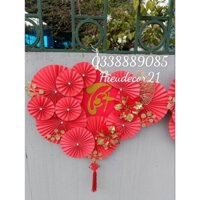 Vỉ quạt giấy đỏ SIÊU TO trang trí Tết - Trang trí, decor nhà cửa, quán ăn,...