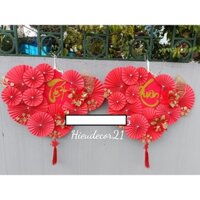 Vỉ quạt giấy đỏ SIÊU TO trang trí Tết - Trang trí, decor nhà cửa, quán ăn,...